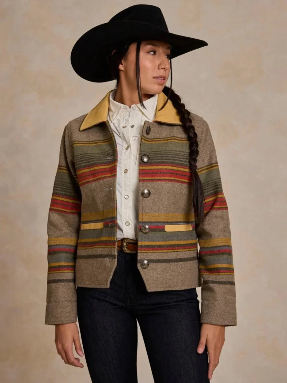 Schaefer Outfitter Women's Las Cruces Jacket With Leather Collar, Size Small